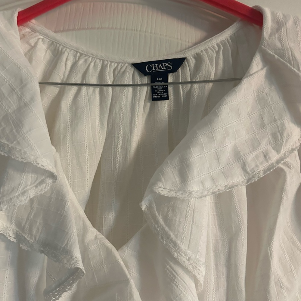 Chaps White Ruffled Blouse - Picture 3 of 4